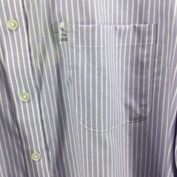 Tasso Elba 100% Supima Cotton Purple White Striped Button Up Shirt XL NWT - Picture 5 of 7
